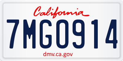 CA license plate 7MGO914