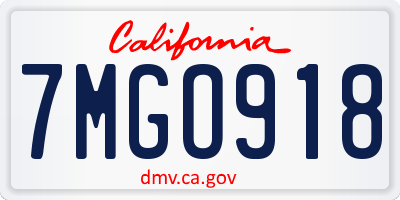 CA license plate 7MGO918