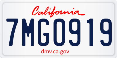 CA license plate 7MGO919