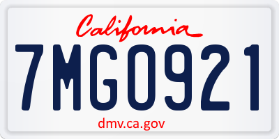 CA license plate 7MGO921