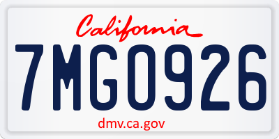 CA license plate 7MGO926