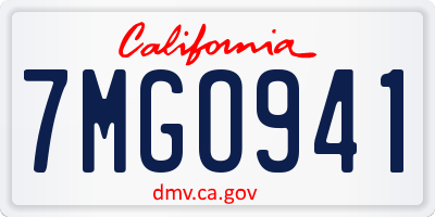 CA license plate 7MGO941