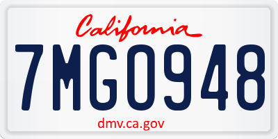 CA license plate 7MGO948