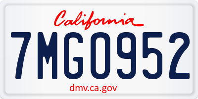 CA license plate 7MGO952