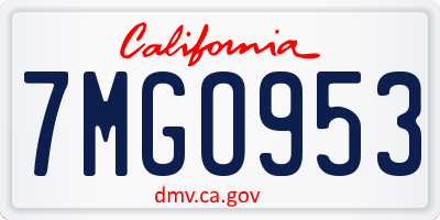 CA license plate 7MGO953