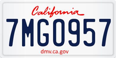CA license plate 7MGO957