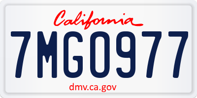 CA license plate 7MGO977