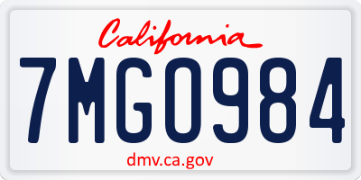 CA license plate 7MGO984