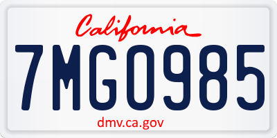 CA license plate 7MGO985