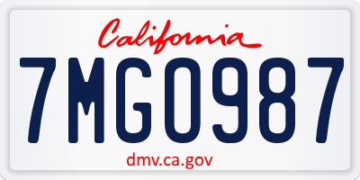 CA license plate 7MGO987