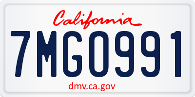 CA license plate 7MGO991