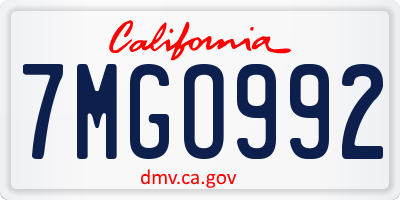 CA license plate 7MGO992