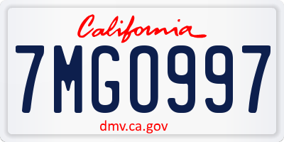 CA license plate 7MGO997