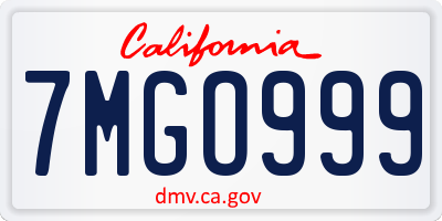 CA license plate 7MGO999