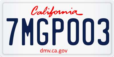 CA license plate 7MGP003