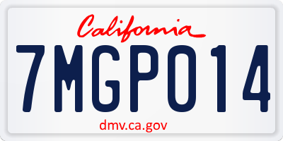 CA license plate 7MGP014