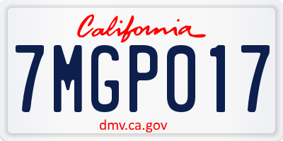 CA license plate 7MGP017
