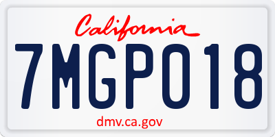 CA license plate 7MGP018