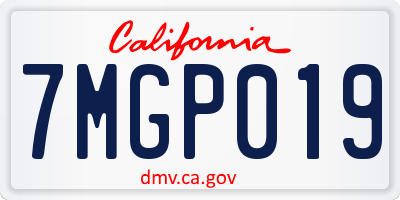 CA license plate 7MGP019