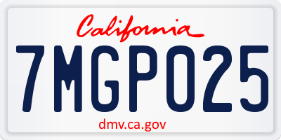 CA license plate 7MGP025