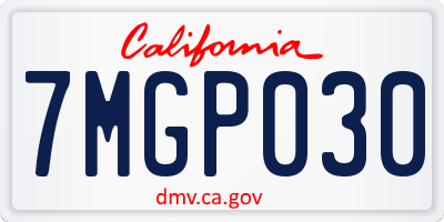 CA license plate 7MGP030