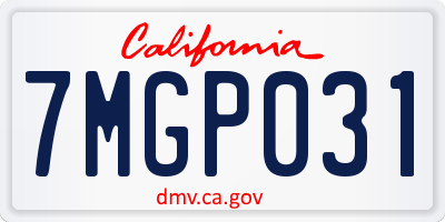 CA license plate 7MGP031