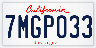 CA license plate 7MGP033