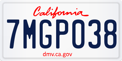 CA license plate 7MGP038