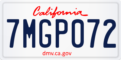 CA license plate 7MGP072