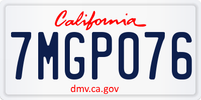 CA license plate 7MGP076