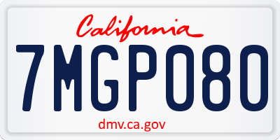 CA license plate 7MGP080