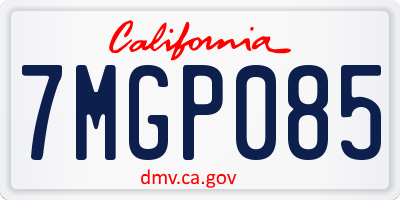 CA license plate 7MGP085