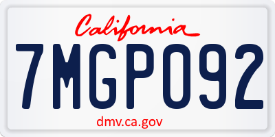 CA license plate 7MGP092