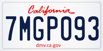 CA license plate 7MGP093