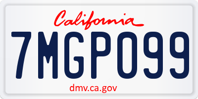 CA license plate 7MGP099