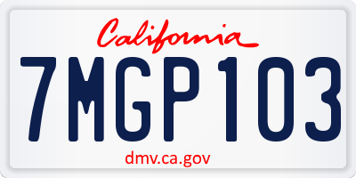 CA license plate 7MGP103