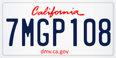 CA license plate 7MGP108