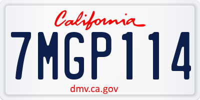 CA license plate 7MGP114