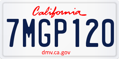 CA license plate 7MGP120