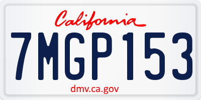 CA license plate 7MGP153
