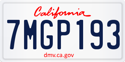CA license plate 7MGP193