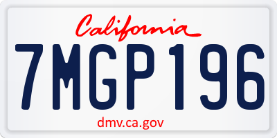 CA license plate 7MGP196