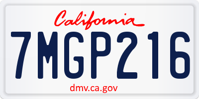 CA license plate 7MGP216