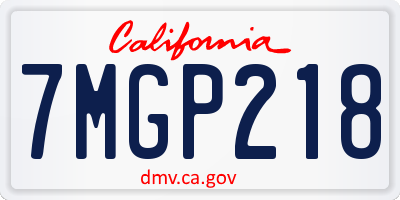 CA license plate 7MGP218