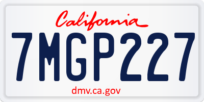 CA license plate 7MGP227