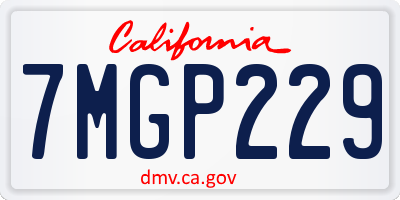 CA license plate 7MGP229