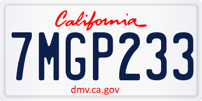CA license plate 7MGP233