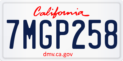 CA license plate 7MGP258