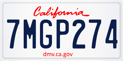 CA license plate 7MGP274