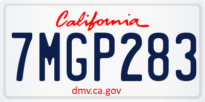 CA license plate 7MGP283
